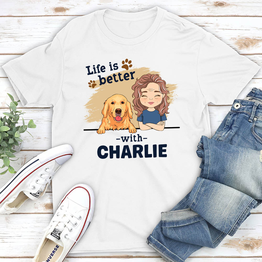 With Dog Chibi - Personalized Custom Unisex 5.3 oz T-shirt for Pet Lovers