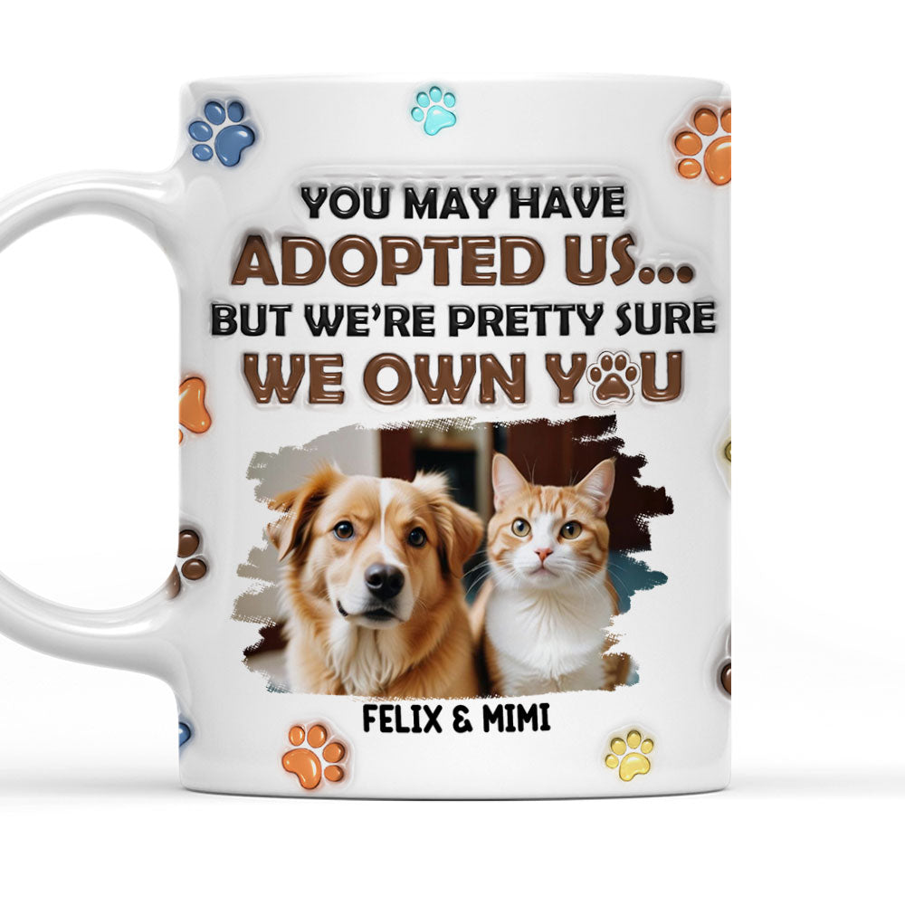 Personalized Custom 3D Inflated Effect Mug with Adopted Pets Photo - 11oz High - Quality Ceramic Mug