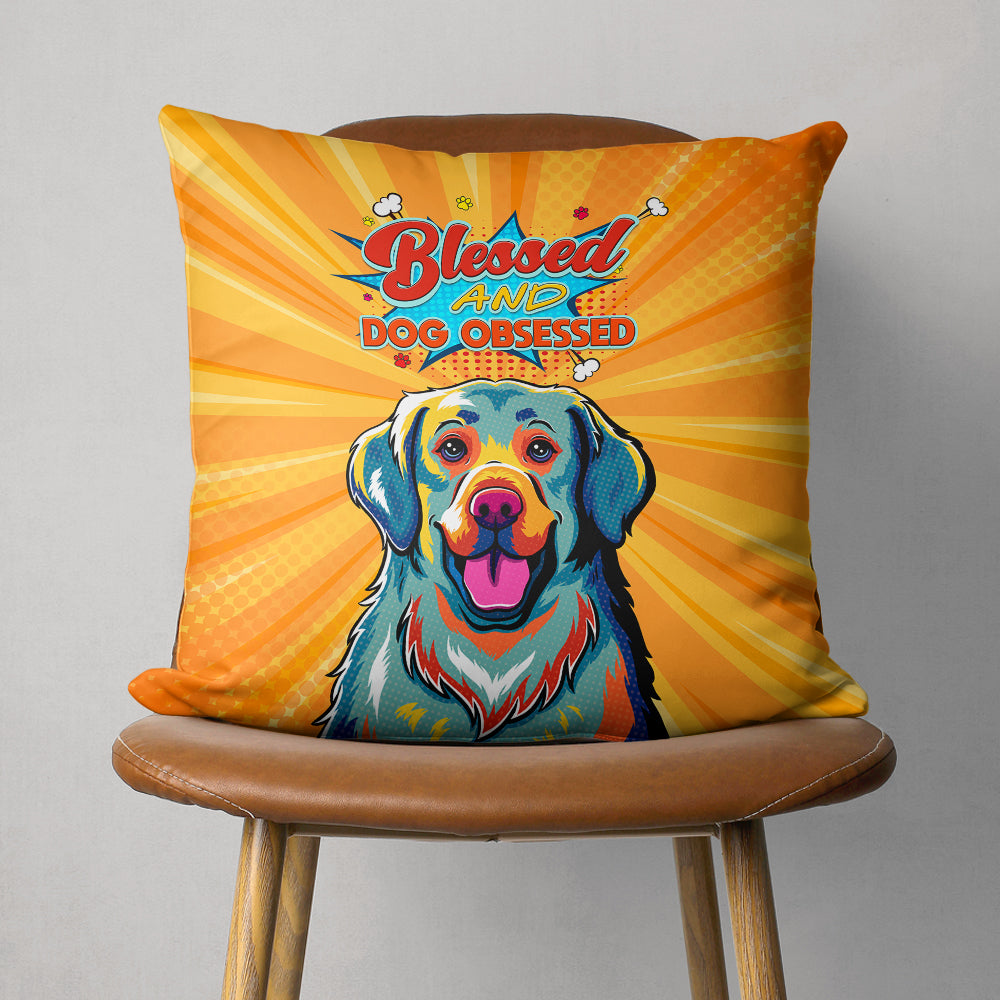 Dog Obsessed - Adorable Throw Pillow for Dog Lovers in 12' x 12', 14' x 14', 18' x 18' Sizes
