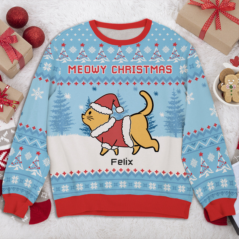 Meowy Christmas Mint - Exclusive Personalized Custom All-Over-Print Unisex 8.8 oz Sweatshirt