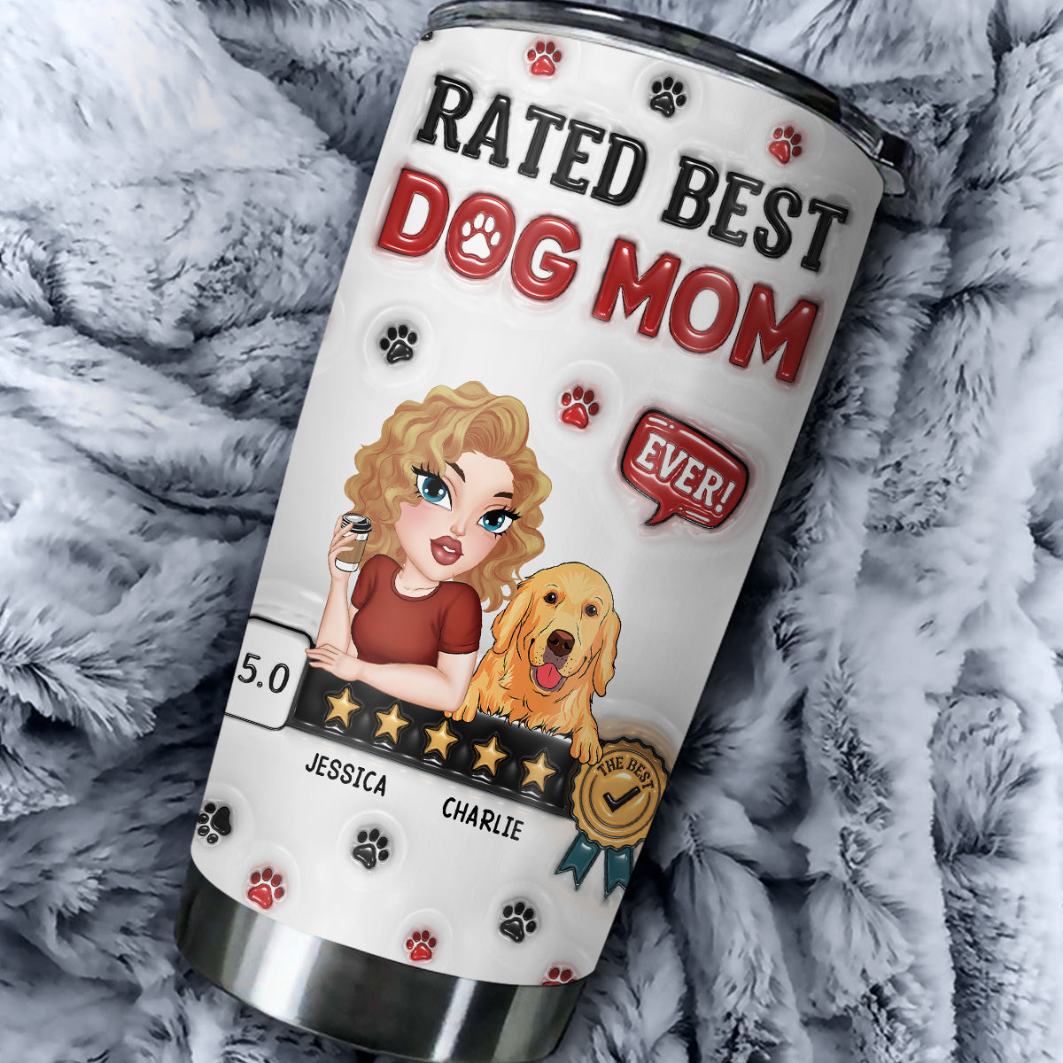 Top-Rated Personalized Custom 3D Inflated Effect Tumbler - Perfect for Dog Moms