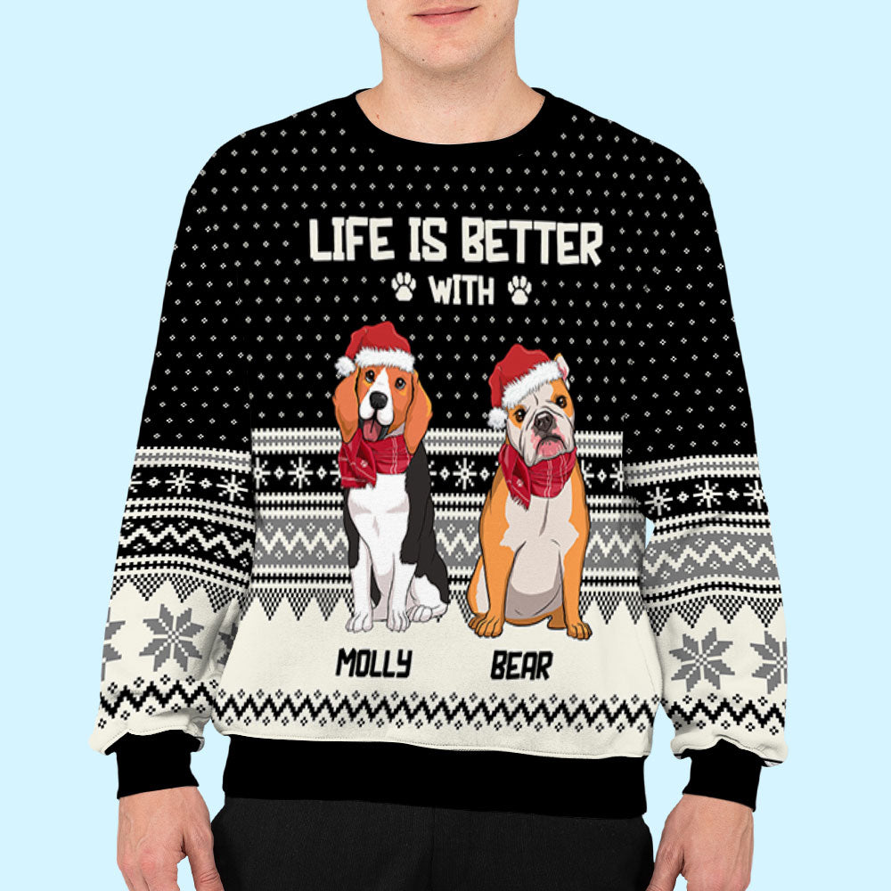Better Life - Personalized Custom All-Over-Print Unisex 8.8 oz Sweatshirt for Pet Lovers