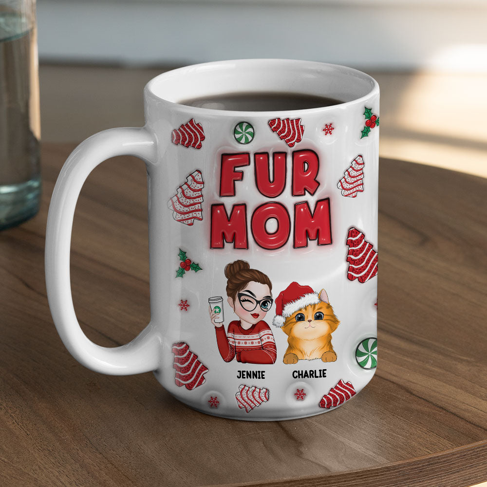 Fur Mom Tree Cake - Exquisitely Personalized Custom 3D Inflated Effect 11oz/15oz Mug