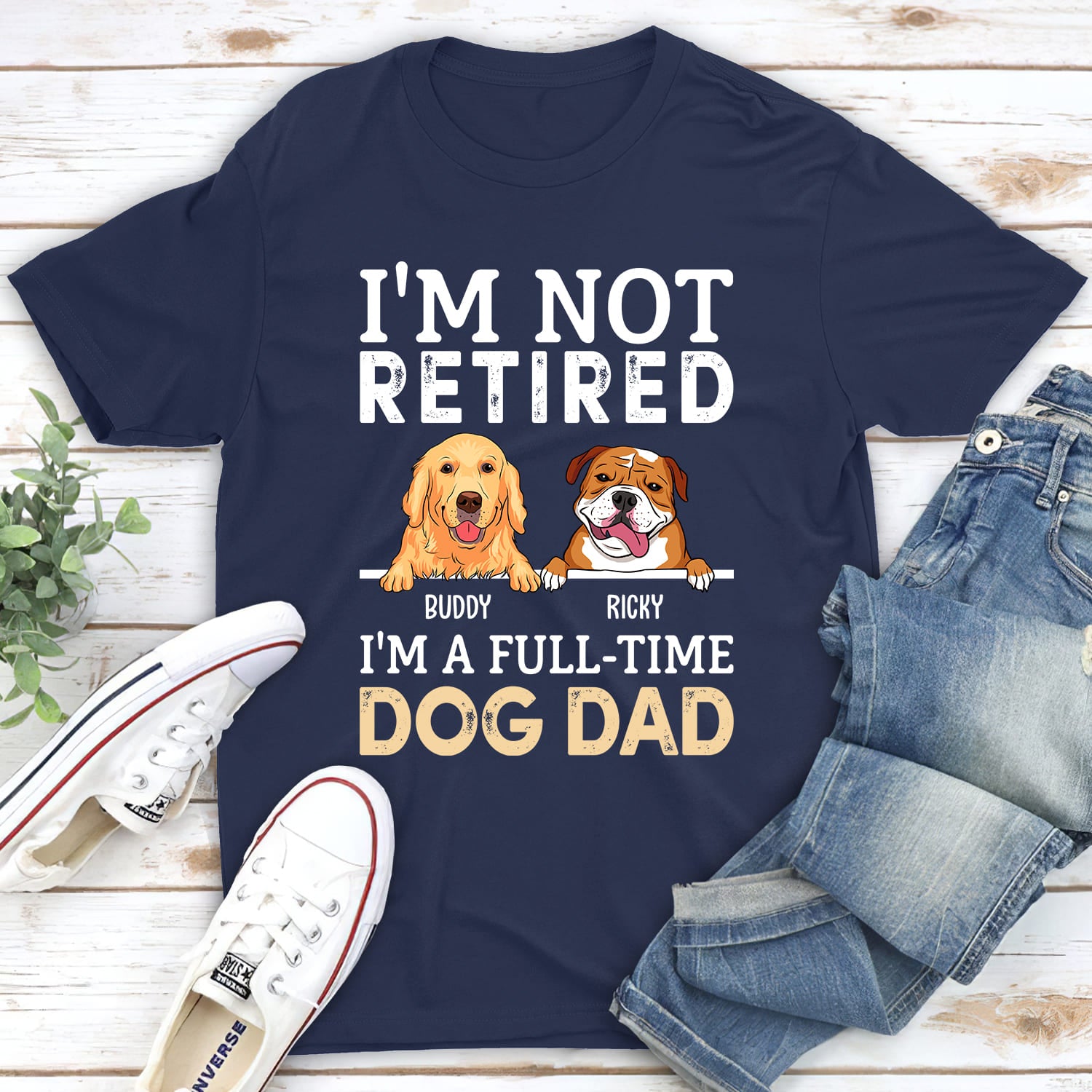 A Full-time Dog Dad - Personalized Custom Unisex 5.3 oz T-shirt for Pet Lovers