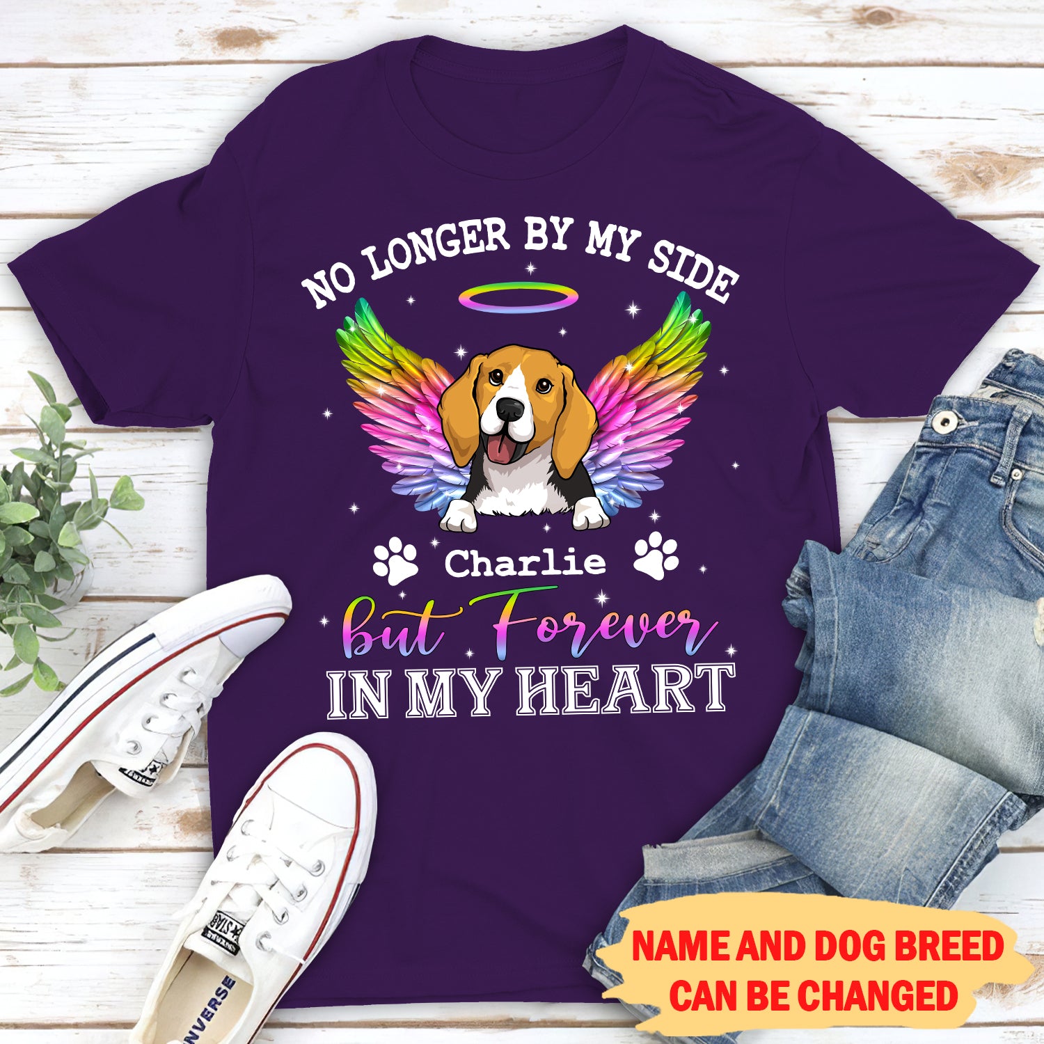 Forever in Heart - Personalized Custom Unisex 5.3 oz T-shirt for Pet Lovers