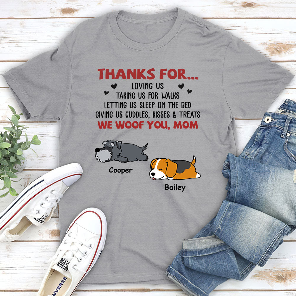 Mom Thanks For Loving Me - Personalized Custom Unisex 5.3 oz T-shirt for Pet Lovers
