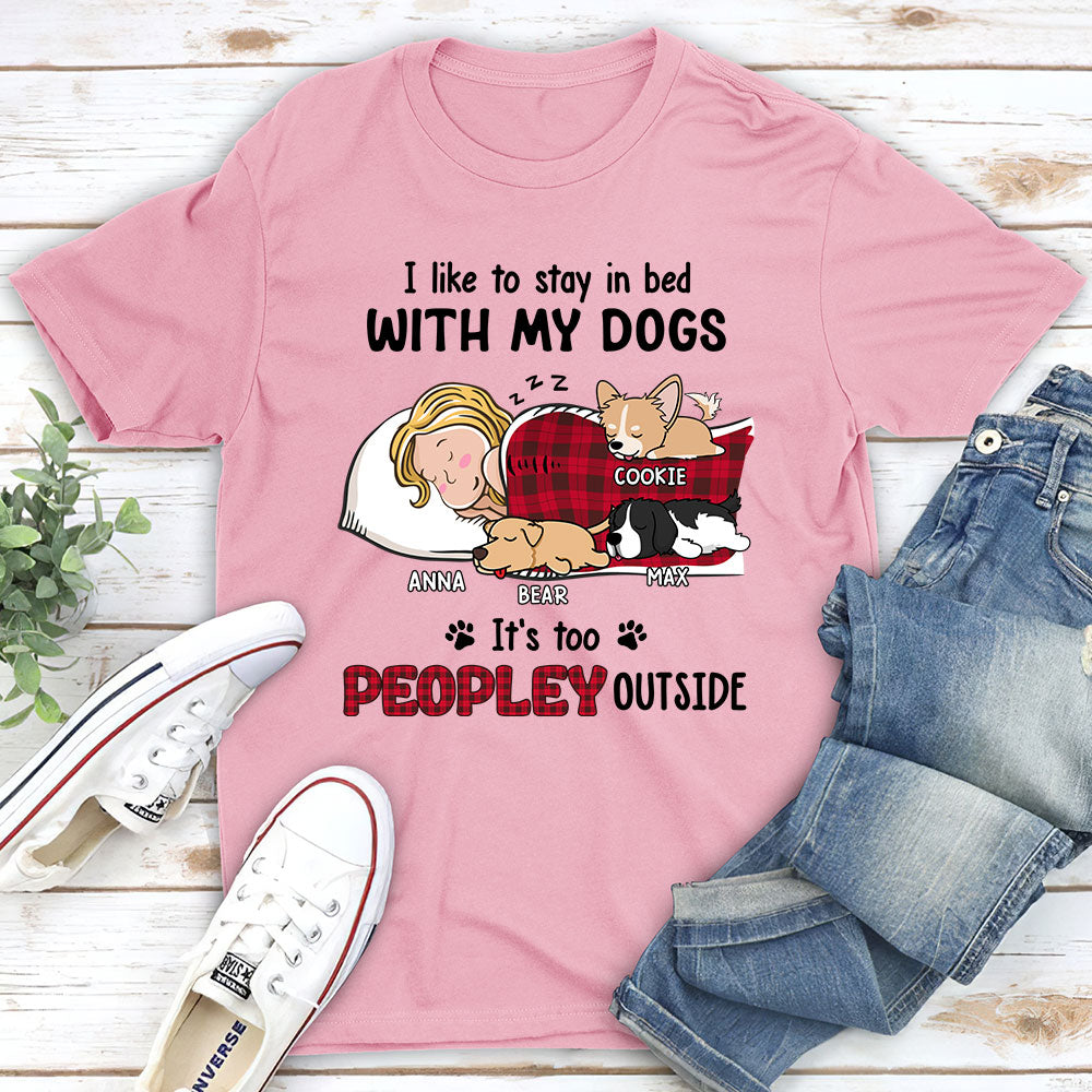 Like To Stay In Bed - Personalized Custom Unisex 5.3 oz T-shirt for Pet Lovers