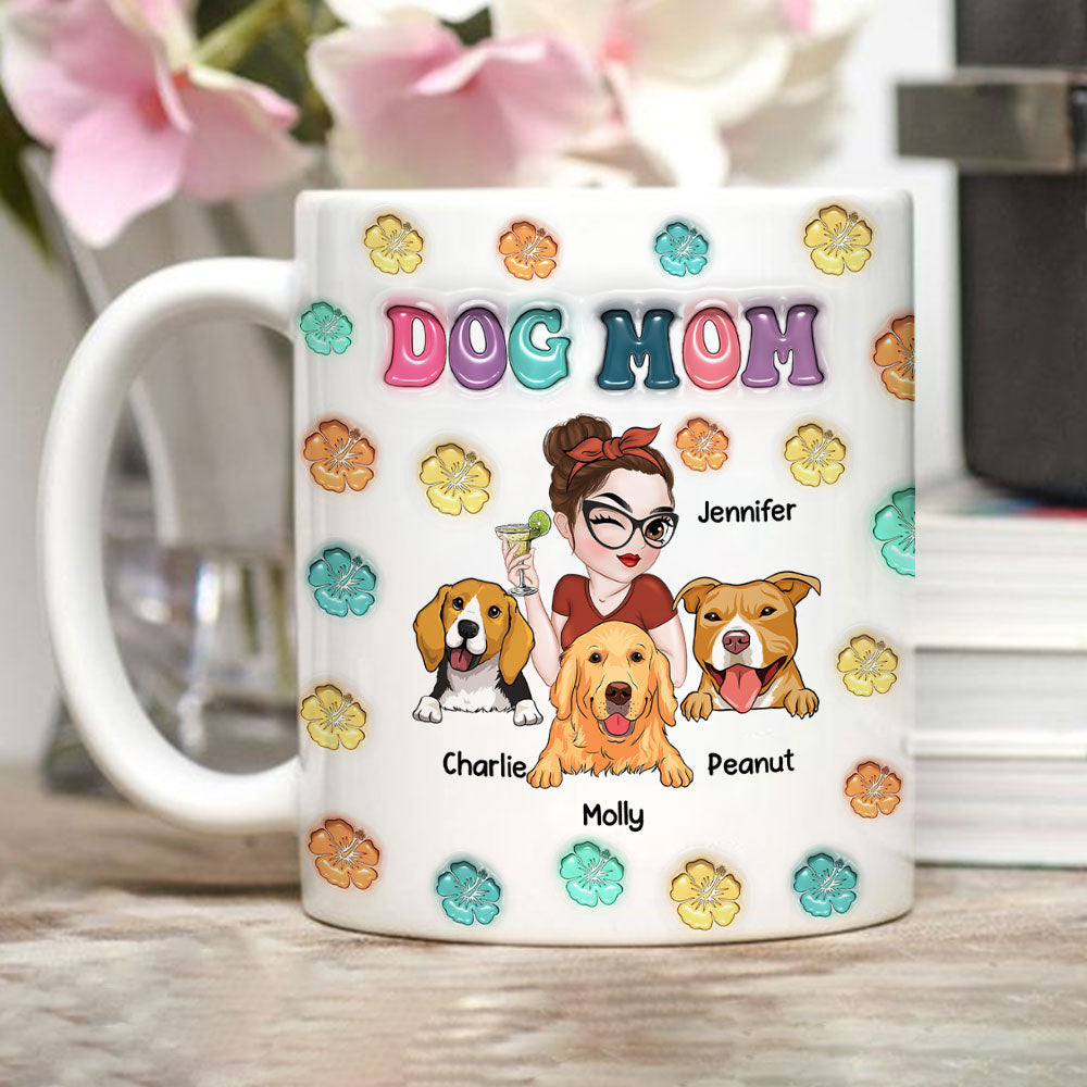 Dog Mom Summer - Personalized Custom 3D Inflated Effect 11oz Ceramic Mug for All Beverages