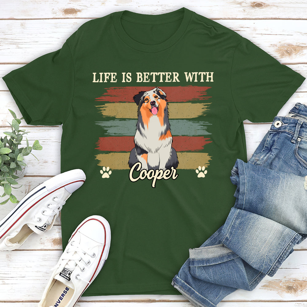 Life Better With Dog - Personalized Custom Unisex 5.3 oz T-shirt for Pet Lovers