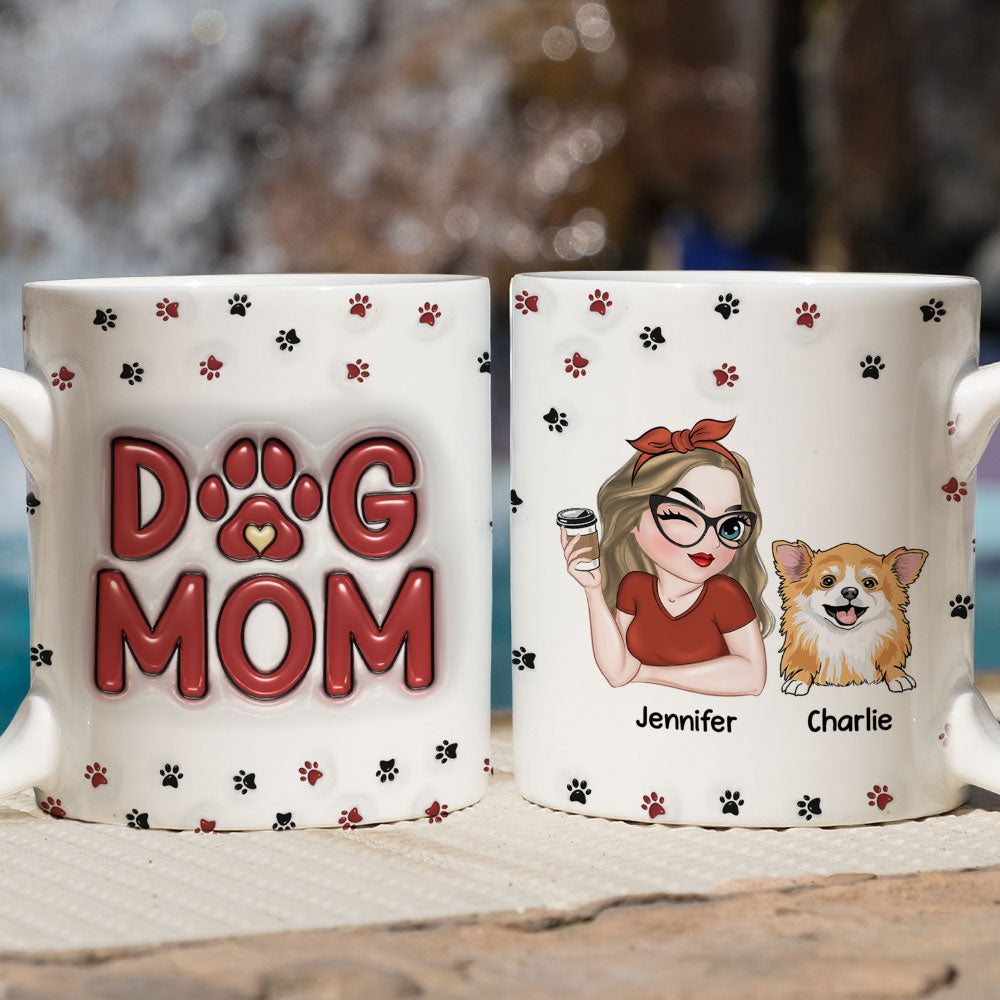 Exquisite Personalized Custom 3D Inflated Effect Lovely Dog Mom Mug