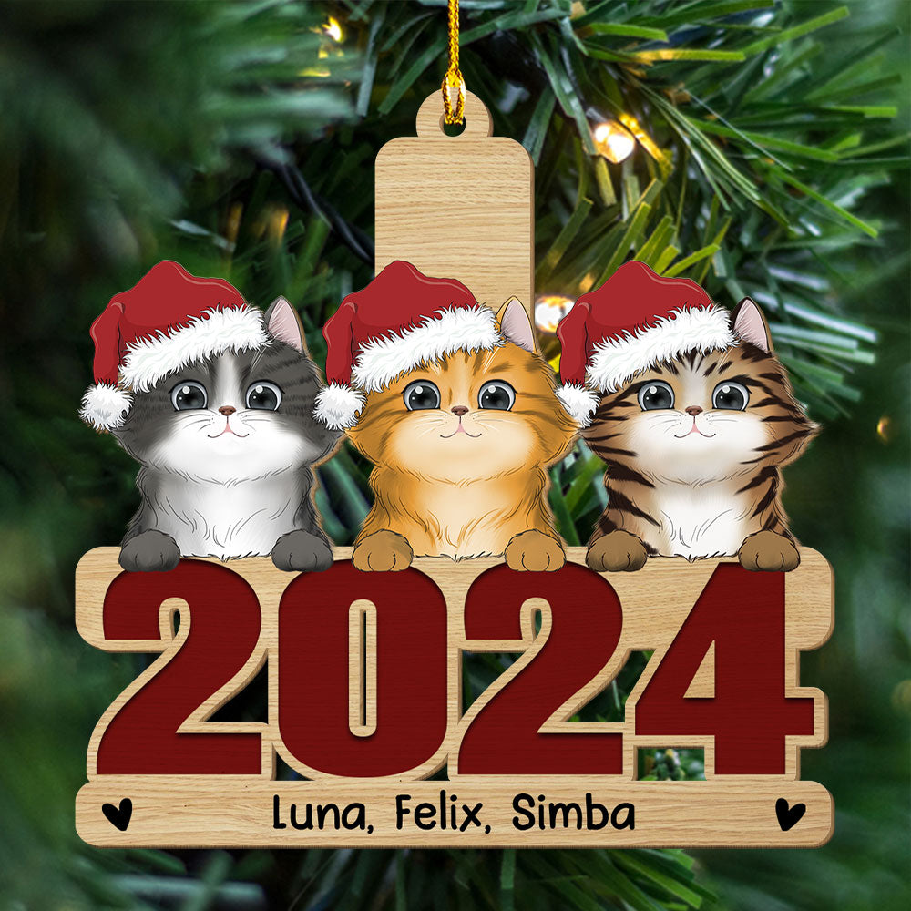 2024 Happy Holiday - Exclusively Personalized Single - Layered Wood Christmas Ornament for Pet Lovers