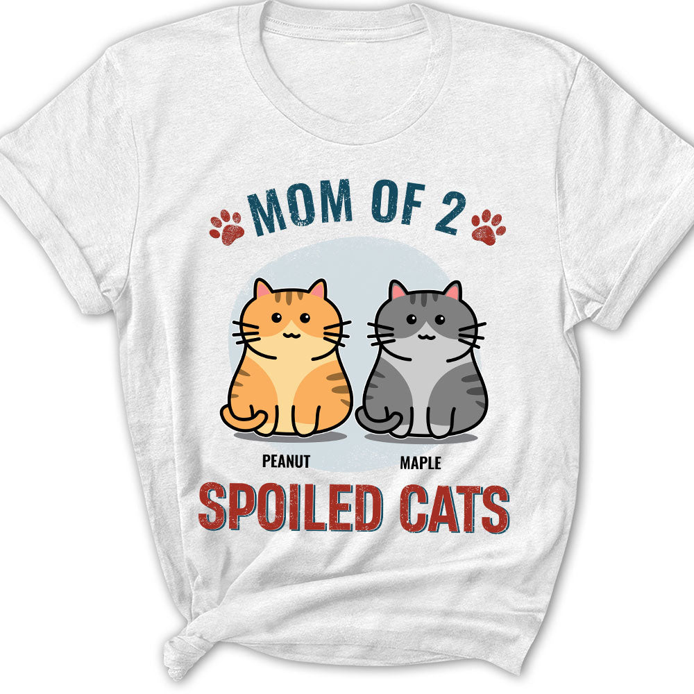 Cat Mom Of Spoiled Kids - Personalized Custom Women's Cotton Blend T-shirt with Unique Feminine Pattern