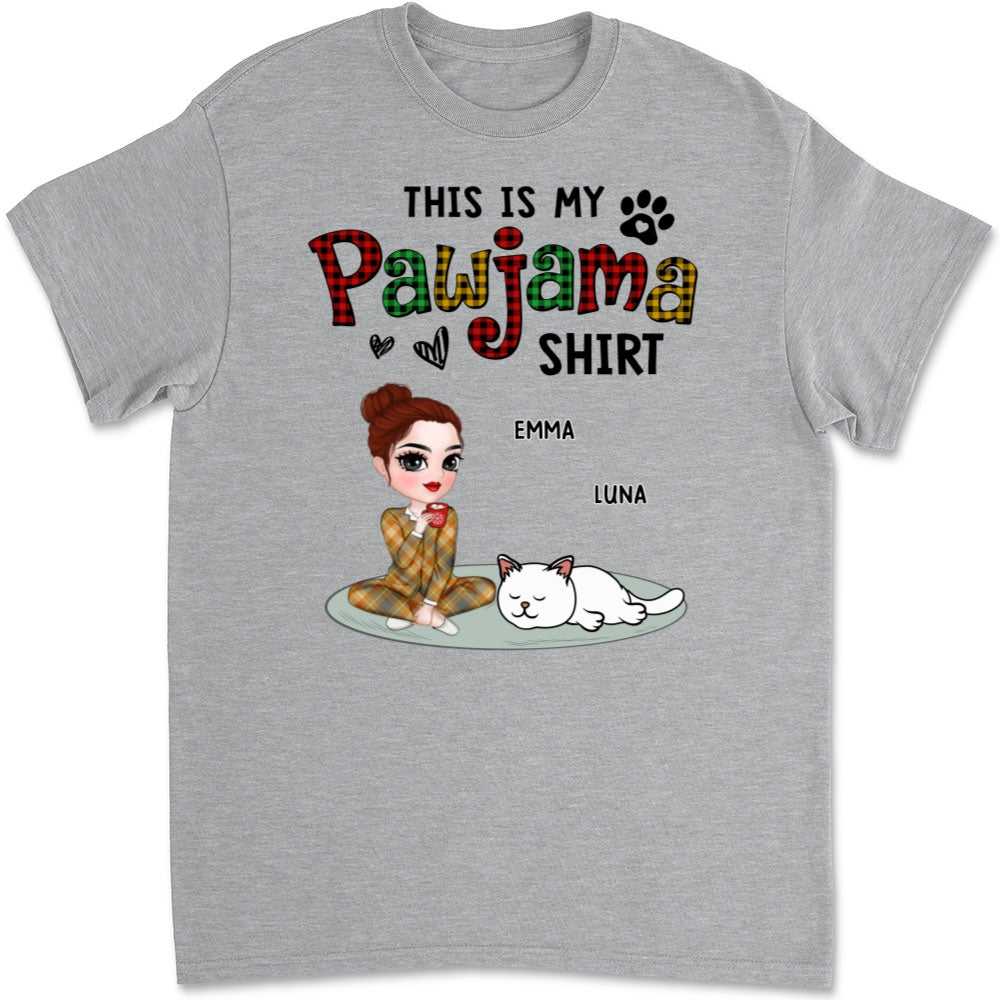 Pawjama Shirt Ver Cat - Personalized Custom Unisex 5.3 oz T-Shirt for Pet Lovers