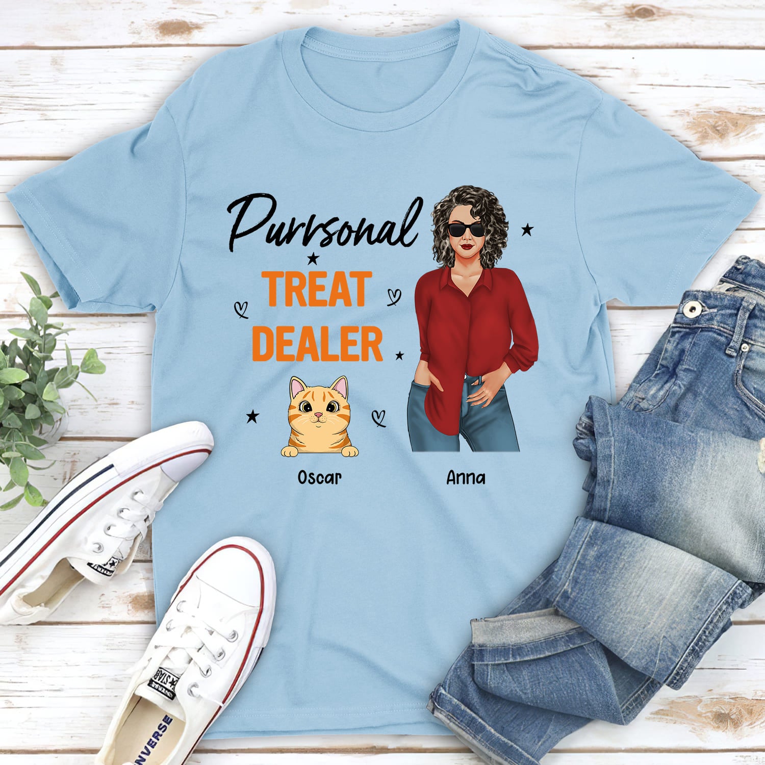 Customizable Unisex Cat Treat Dealer Personalized T-shirt - 5.3 oz