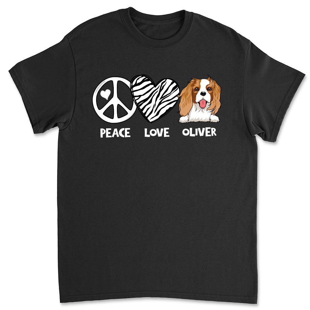 Peace And Love - Customizable Personalized Unisex 5.3 oz T-shirt for Pet Lovers