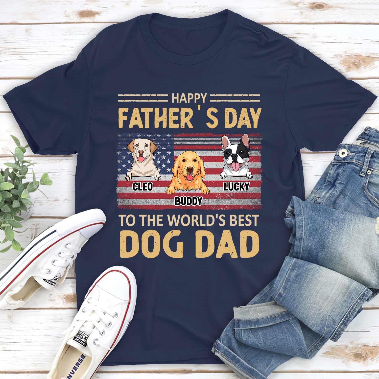 To The World's Best Dog Dad - Personalized Custom Unisex 5.3 oz T-shirt