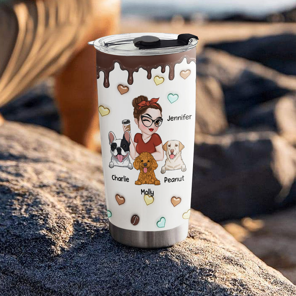 Unique Personalized Custom 3D Inflated Coffee And Dog Tumbler - 20oz High - Quality Stainless Steel
