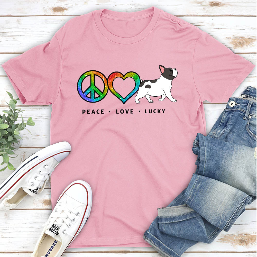 Peace Love Dog Pattern - Customizable Premium Personalized Men's T-shirt