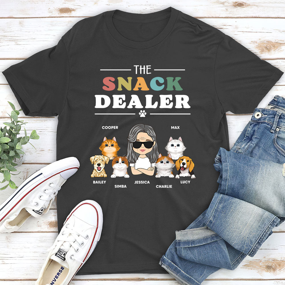 Personalized Custom Unisex 5.3 oz Pets Snack Dealer T-shirt - Ideal Gift for Pet Lovers