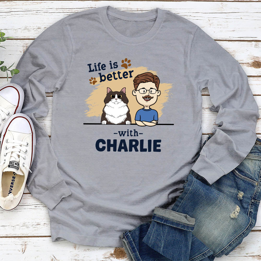 With Pet - Customizable Personalized Long Sleeve Unisex T-shirt for Pet Lovers