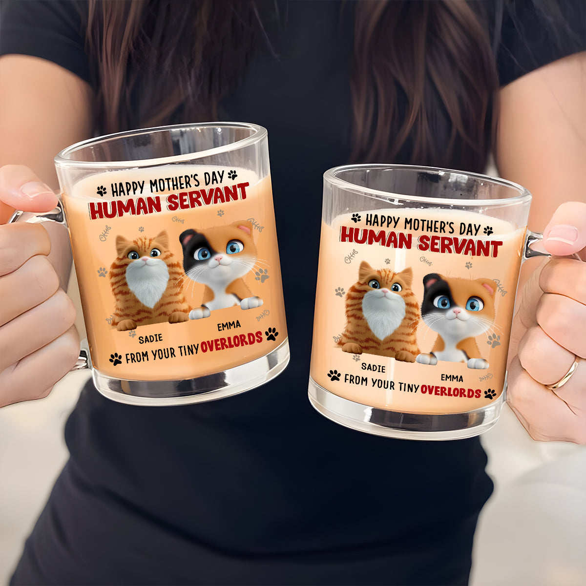 Happy Human Servant - Exquisitely Personalized Custom Glass Mug with 11 oz Capacity