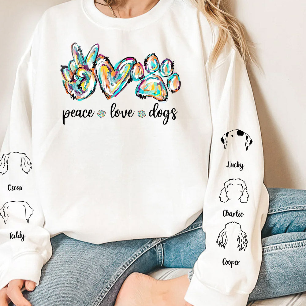 Peace Love Dog Colorful - Personalized Custom Unisex 8.0 oz Sweatshirt for Pet Lovers