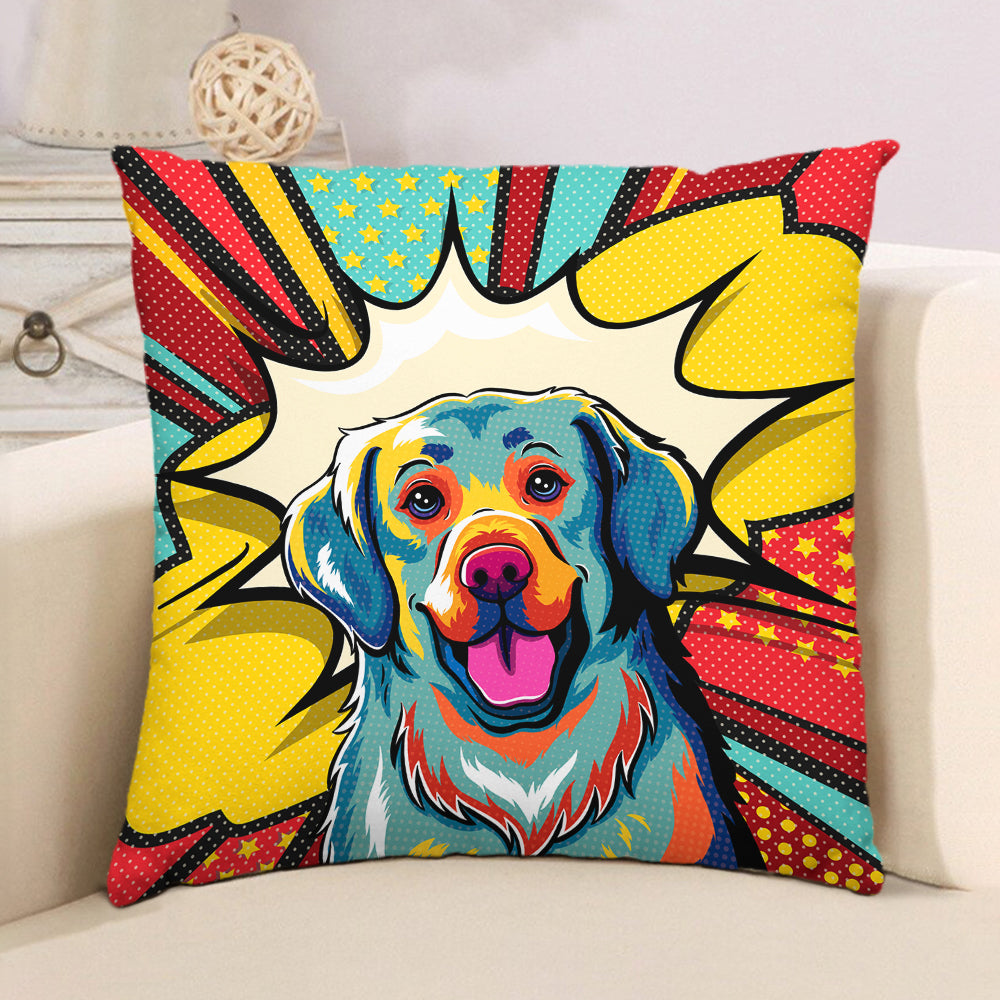 Adorable Golden Retriever Pop Art Throw Pillow - 12'x12', 14'x14', 18'x18'