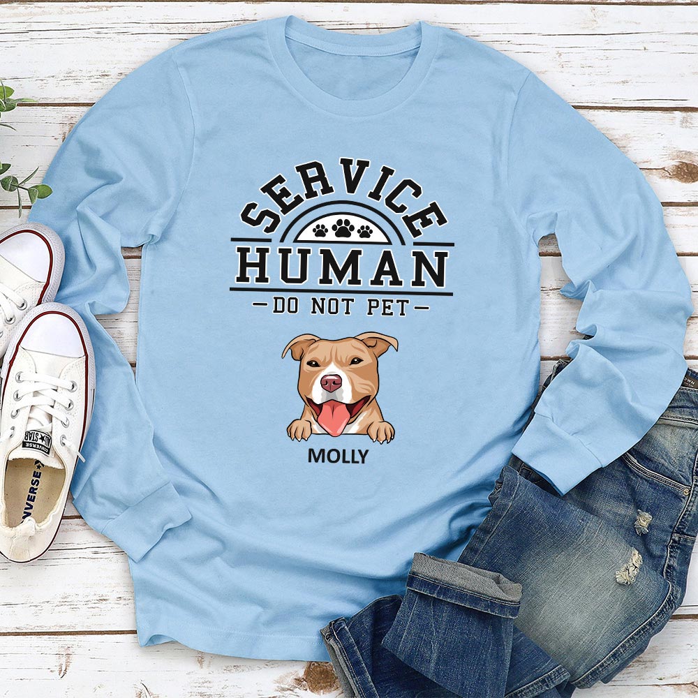 Unique Personalized Custom Long Sleeve Dogs Service Human Logo T-shirt for Pet Lovers