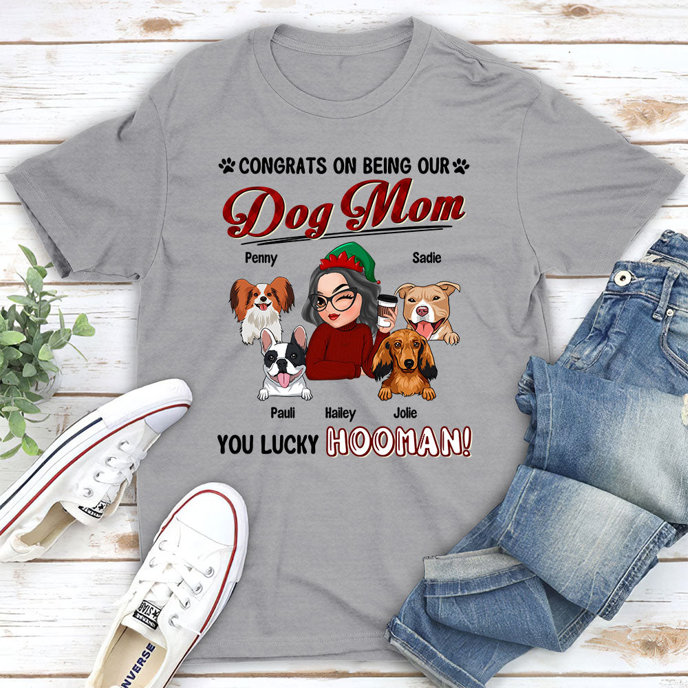 Lucky Dog Dad and Mom - Personalized Custom Unisex 5.3 oz T-shirt for Pet Lovers
