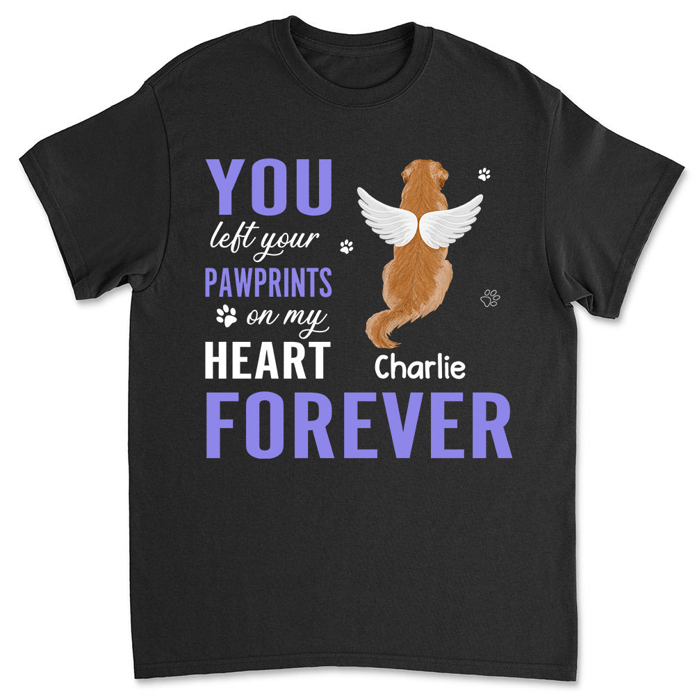 You Left Your Pawprints - Personalized Custom Unisex Memorial T-shirt for Pet Lovers