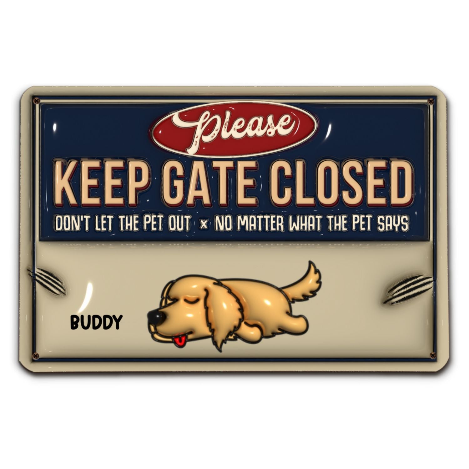 Exclusive Personalized Custom 3D Inflated Effect Metal Sign - Keep Pets Safe Inside