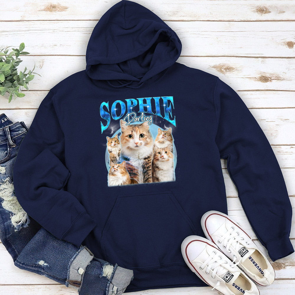 Custom Pet Face Vintage Version 9 - Personalized Custom Unisex 8.0 oz Hoodie for Pet Lovers