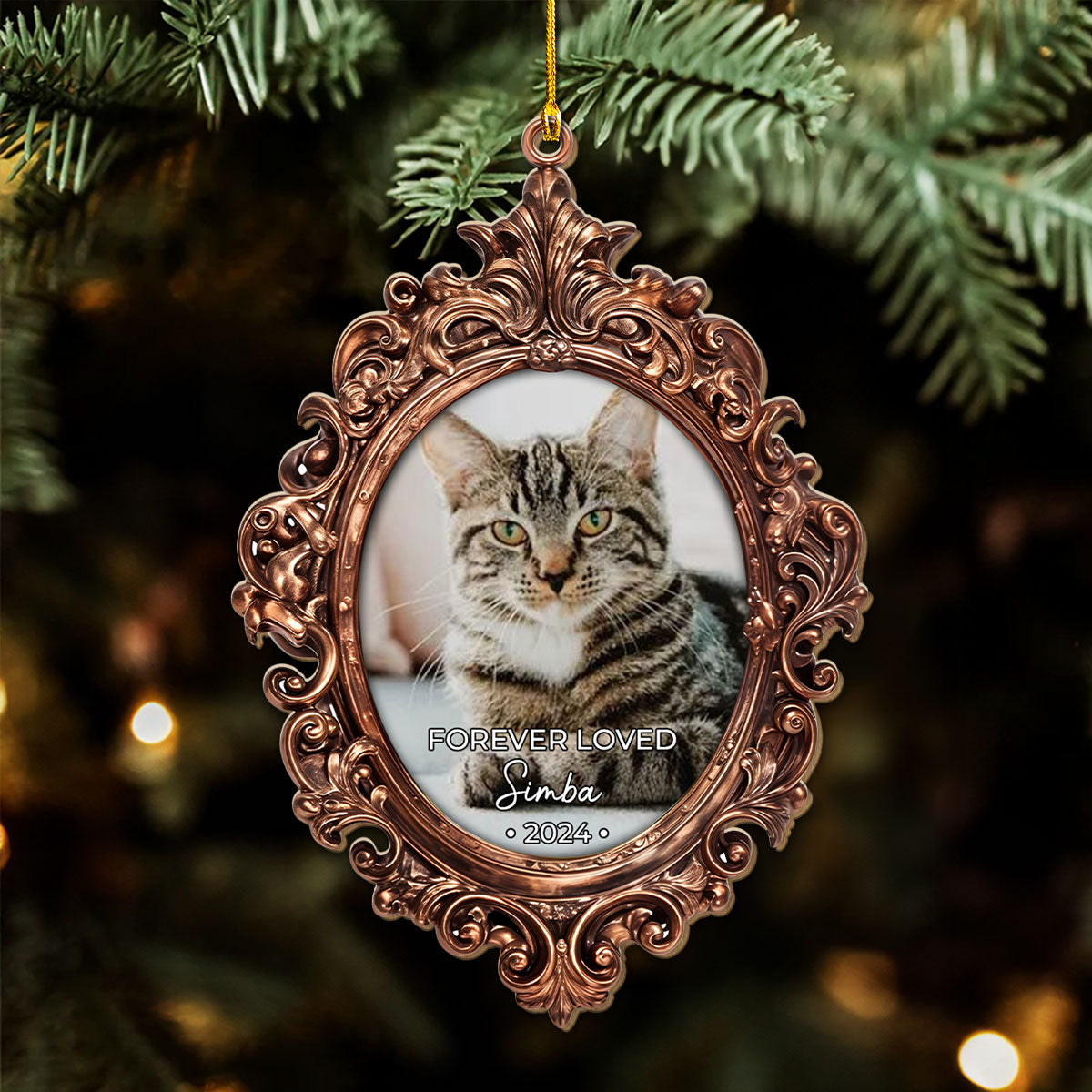 Forever Loved Customizable Personalized Photo Pet Memorial - One-of-a-Kind Custom Wood Christmas Ornament