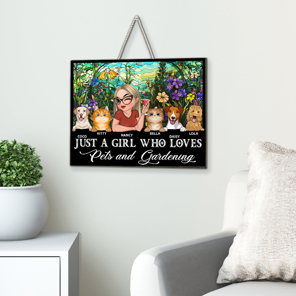 Love Pet And Gardening - Personalized Custom Wood Sign in Bright Colors and Various Sizes (12 in, 14 in, 18 in)