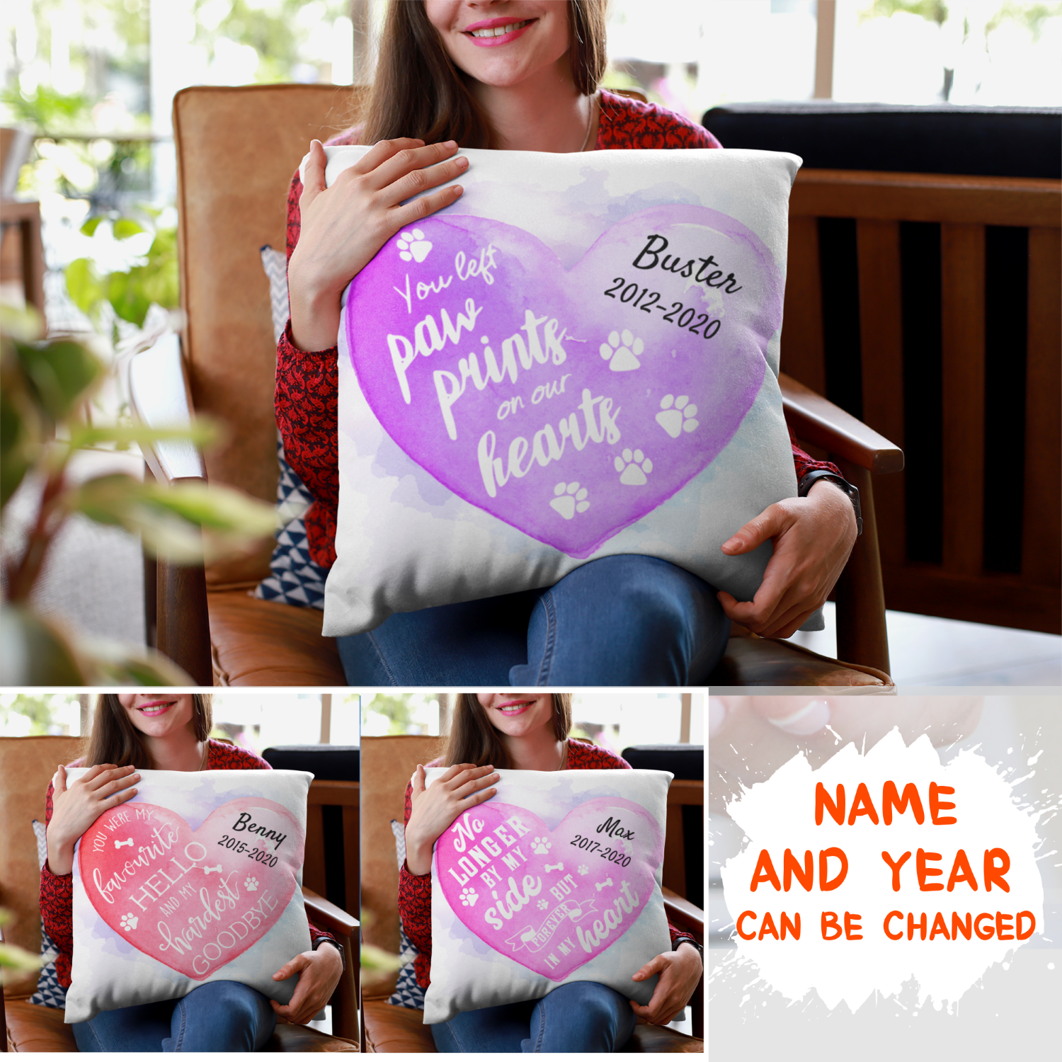 Personalized Custom Pet Memorial Throw Pillow - 12' x 12' & 18' x 18' Linen with Polyester Filling