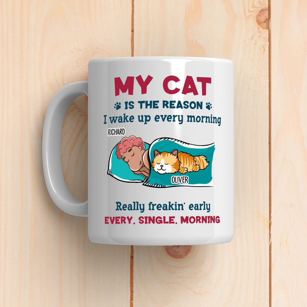 My Cat Wakes Me Up - Personalized Custom Coffee Mug for Pet Lovers