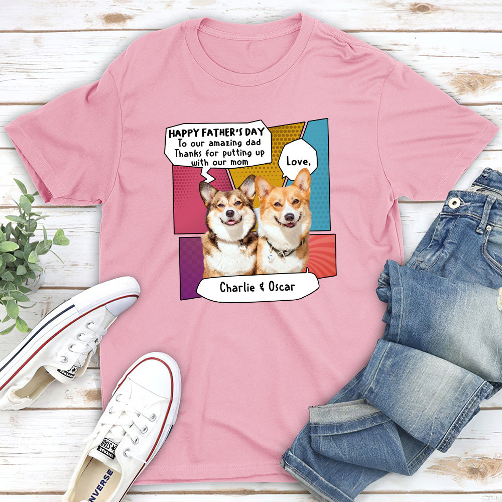 Stunning Pop Art Personalized Custom Unisex T-shirt for Amazing Moms and Dads