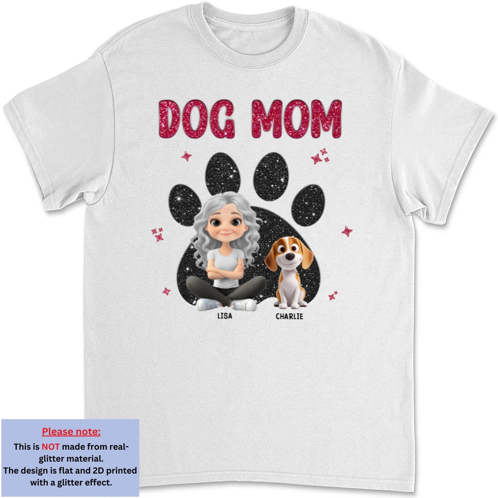 Stylish Dog Mom Mum Black Blink - Personalized Custom Unisex 5.3 oz T-shirt