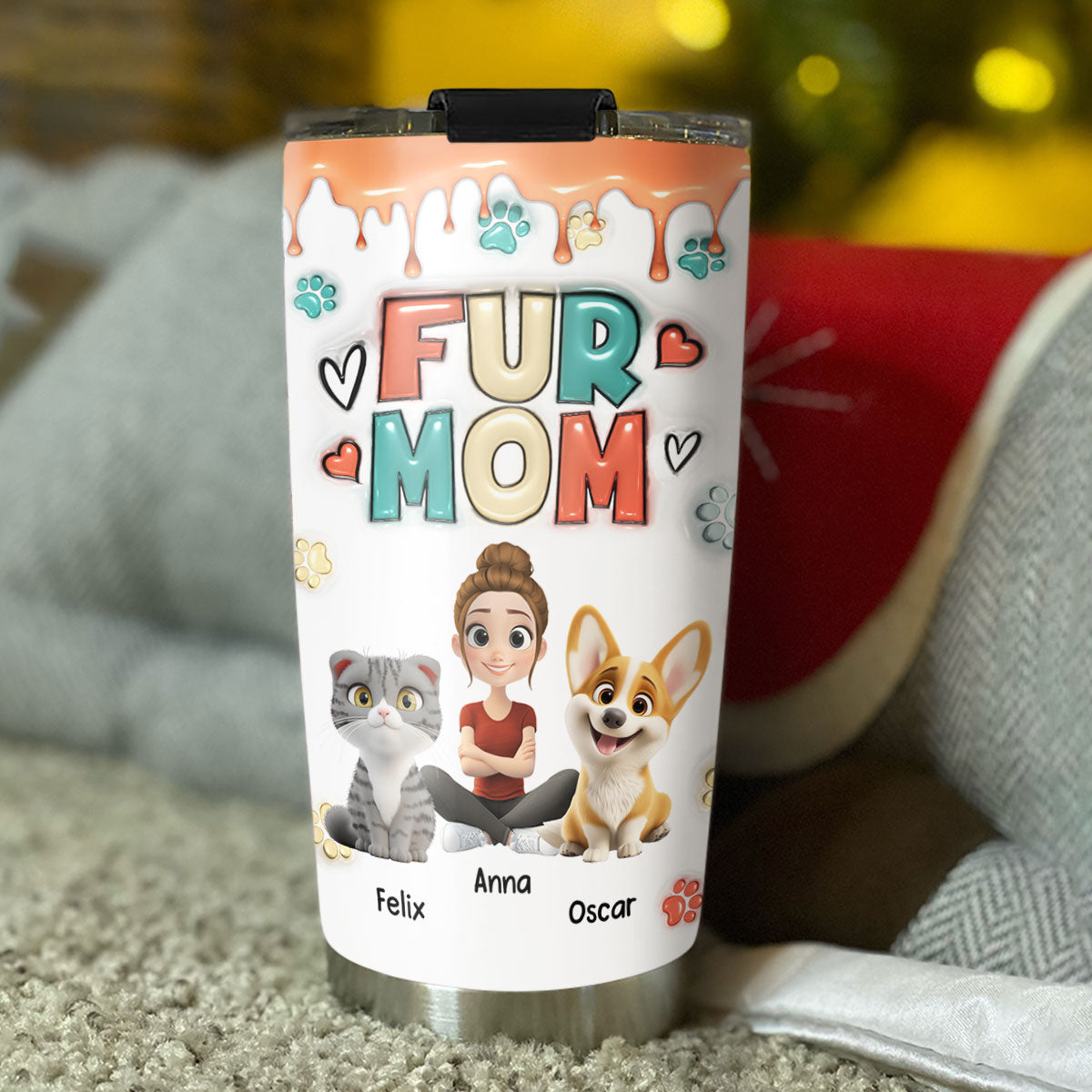 Adorable Personalized Custom 3D Inflated Effect Tumbler for Pet Moms