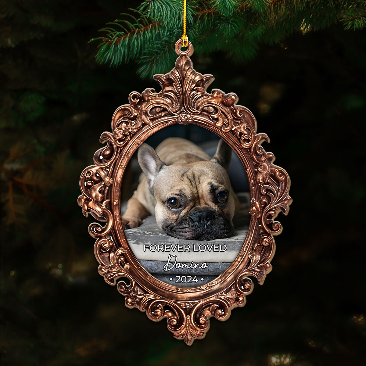 Forever Loved Customizable Personalized Photo Pet Memorial - One-of-a-Kind Custom Wood Christmas Ornament