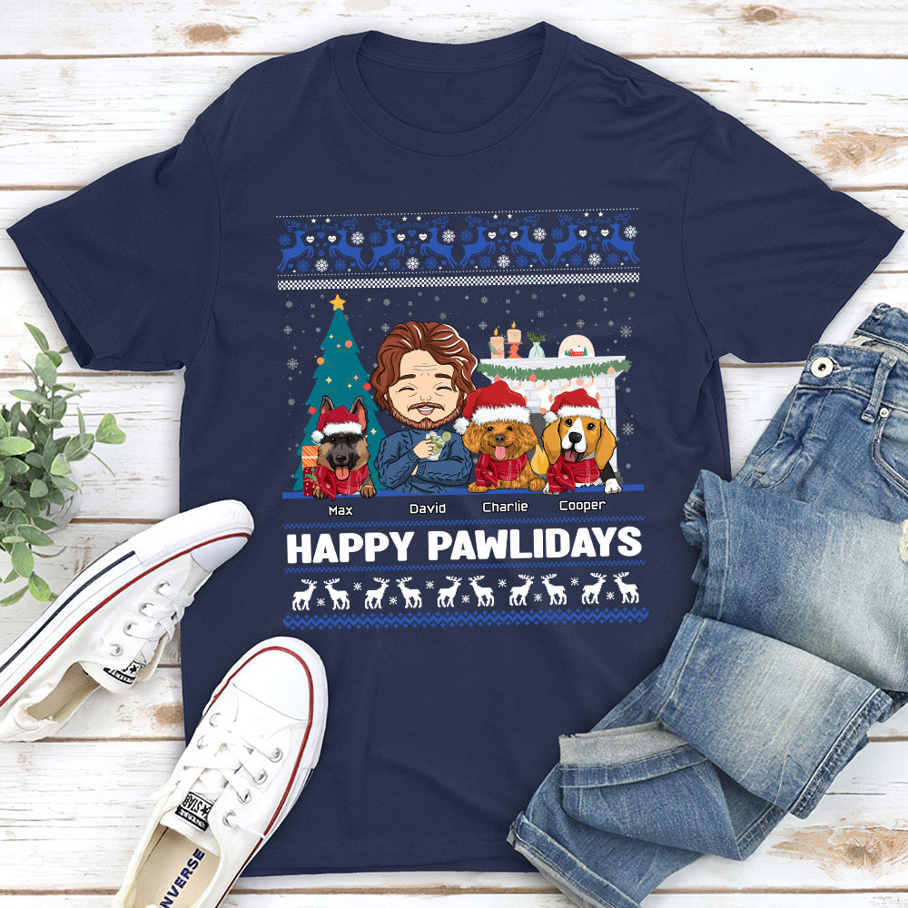 Happy Pawlidays - Personalized Custom Unisex 5.3 oz T-shirt for Pet Lovers
