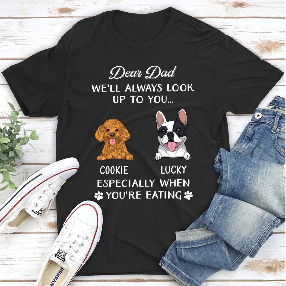 Dear Mom I'll Always Look Up To You - Personalized Custom Unisex 5.3 oz T-shirt for Pet Lovers