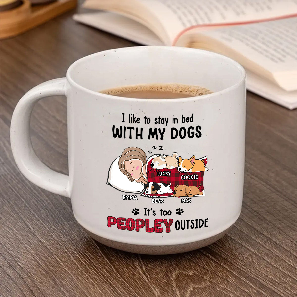 Personalized Custom 11oz Ceramic Pottery Mug in Dark Blue or White - Ideal for Staying in Bed
