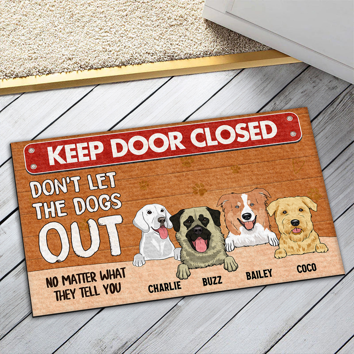 Keep Door Closed - Personalized Custom Dog Picture Doormat for Pet Lovers