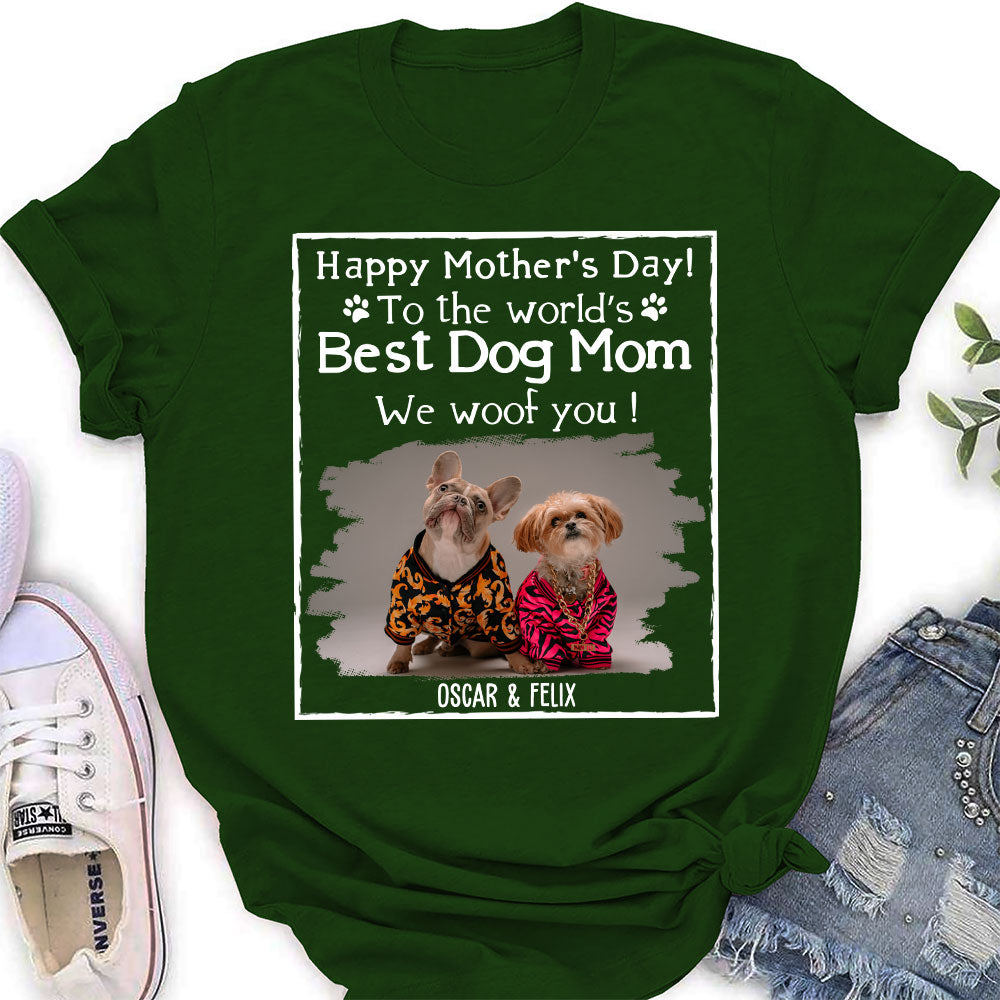 Woof Best Dog Mom Version 2 - Personalized Custom Women's T-shirt: Ideal Gift for Pet Lovers