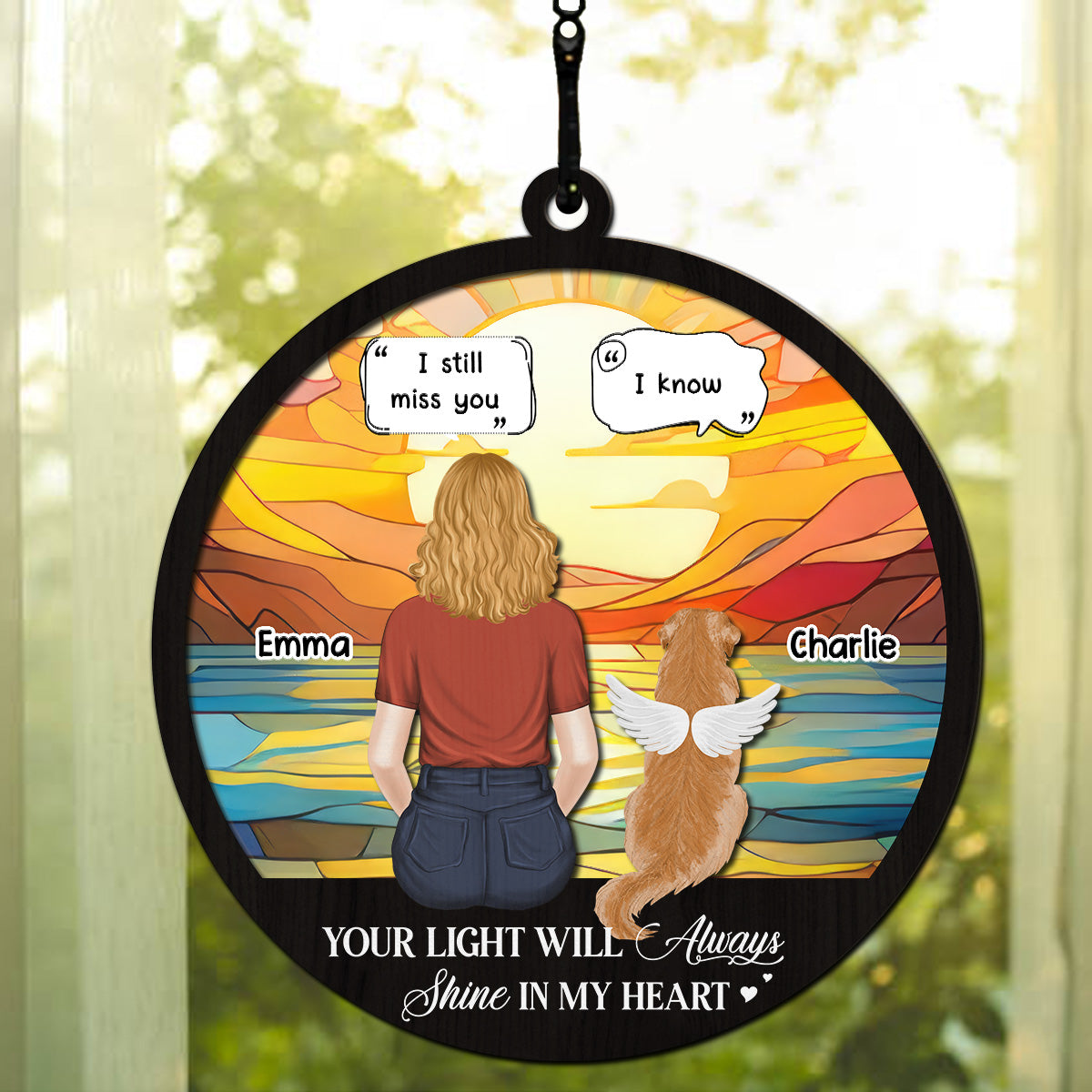 I Will Miss You Forever - Personalized Custom Acrylic Plexiglass Suncatcher in 6 or 8 Inches