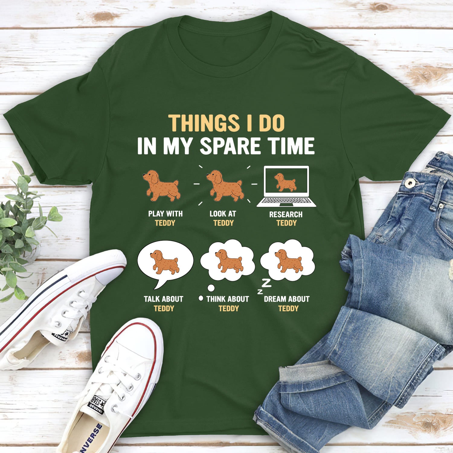 In My Spare Time - Personalized Custom Unisex 5.3 oz T-shirt for Pet Lovers