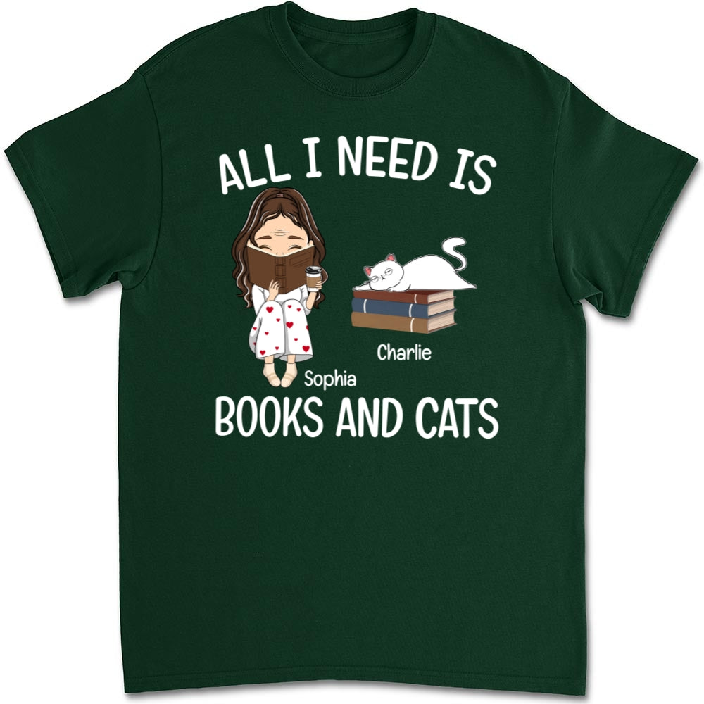 Books And Cats - Exquisite Personalized Custom Unisex 5.3 oz T-shirt