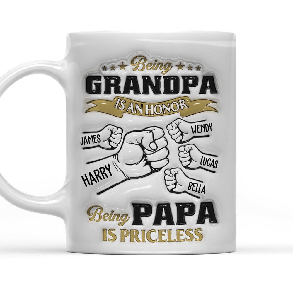 Being Papa - Stunning Personalized Custom 3D Inflated Effect Ceramic Mug in 11oz and 15oz Sizes