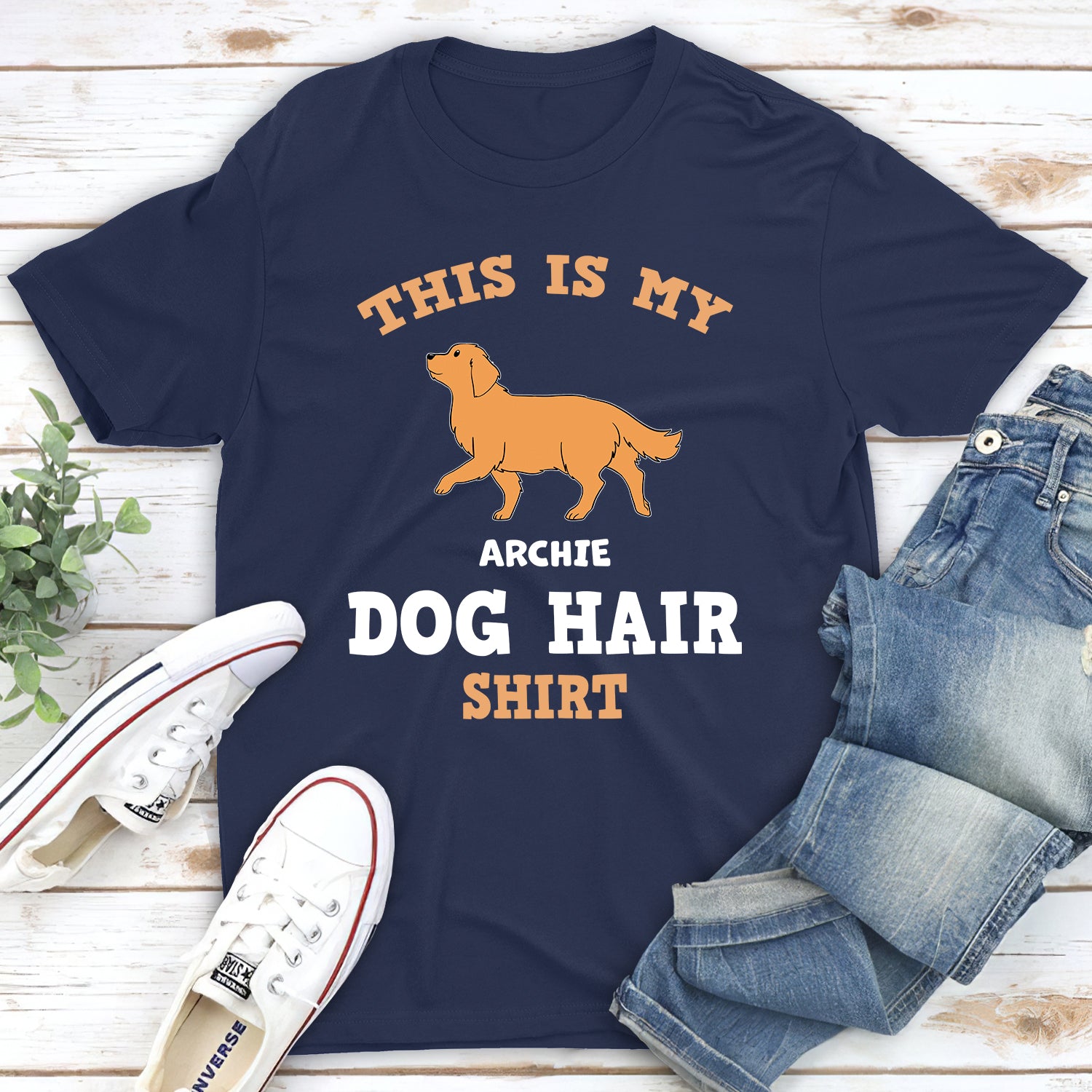 This Is My Dog Hair Personalized Custom Unisex 5.3 oz T-shirt - Ideal Gift for Pet Lovers